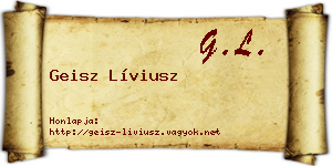 Geisz Líviusz névjegykártya
